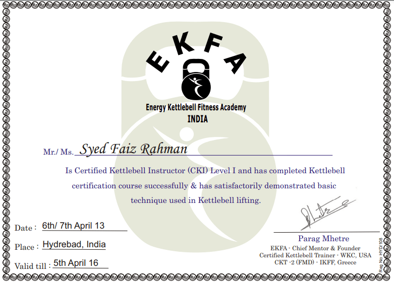 EKFA Certified Fitness Professional